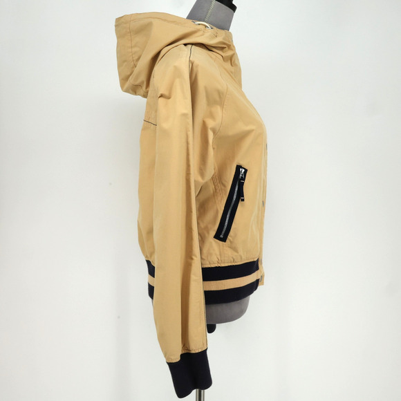 Gaastra Supplies Jacket Womens Medium Tan Hooded Full Zip Snaps Pockets Bomber - Picture 7 of 16